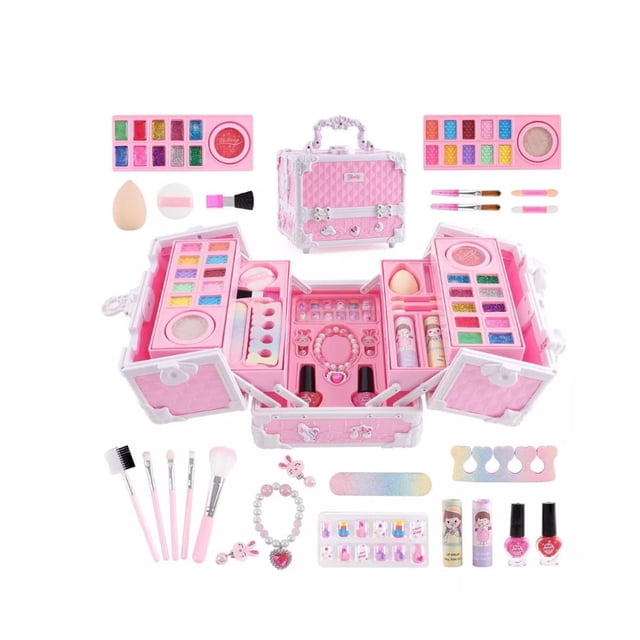 Juego de maquillaje para niñas, juguetes seguros, no tóxicos, lavables, regalo de princesa perfecto y regalo de San Valentín, adecuado para edades de 3 a 12 años