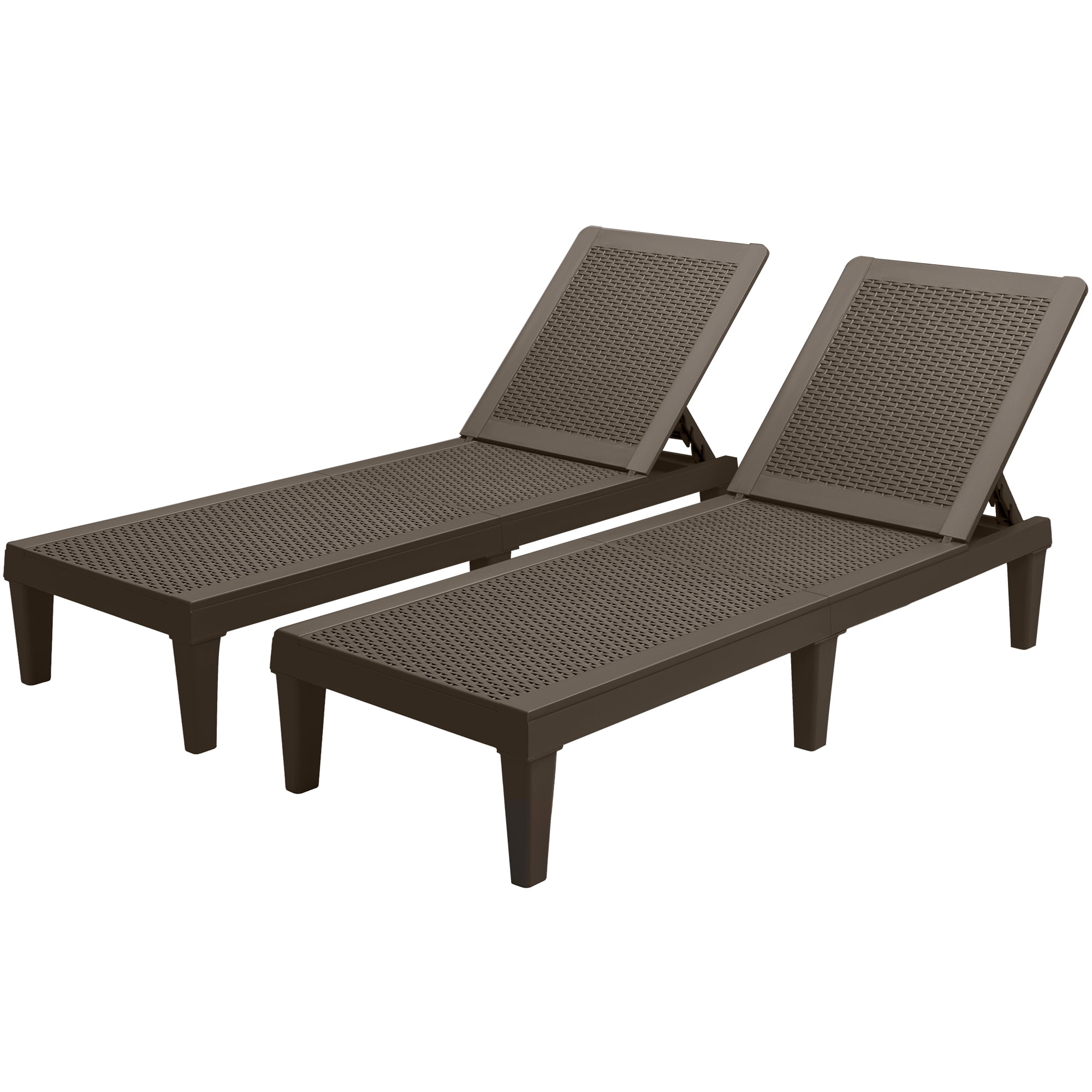 Devoko Set of 2 Outdoor Chaise lounge Chairs, Rattan Style, Multiangle