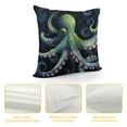 thumbnail image 4 of Shangniulu Octopus Throw Pillow Cover, Octopus Pillow Cover, Ocean Animal Decorative Pillow Cover for Home Bed Sofa Couch, Sealife Ocean Life Cushion Case, Black Green, 4 of 5