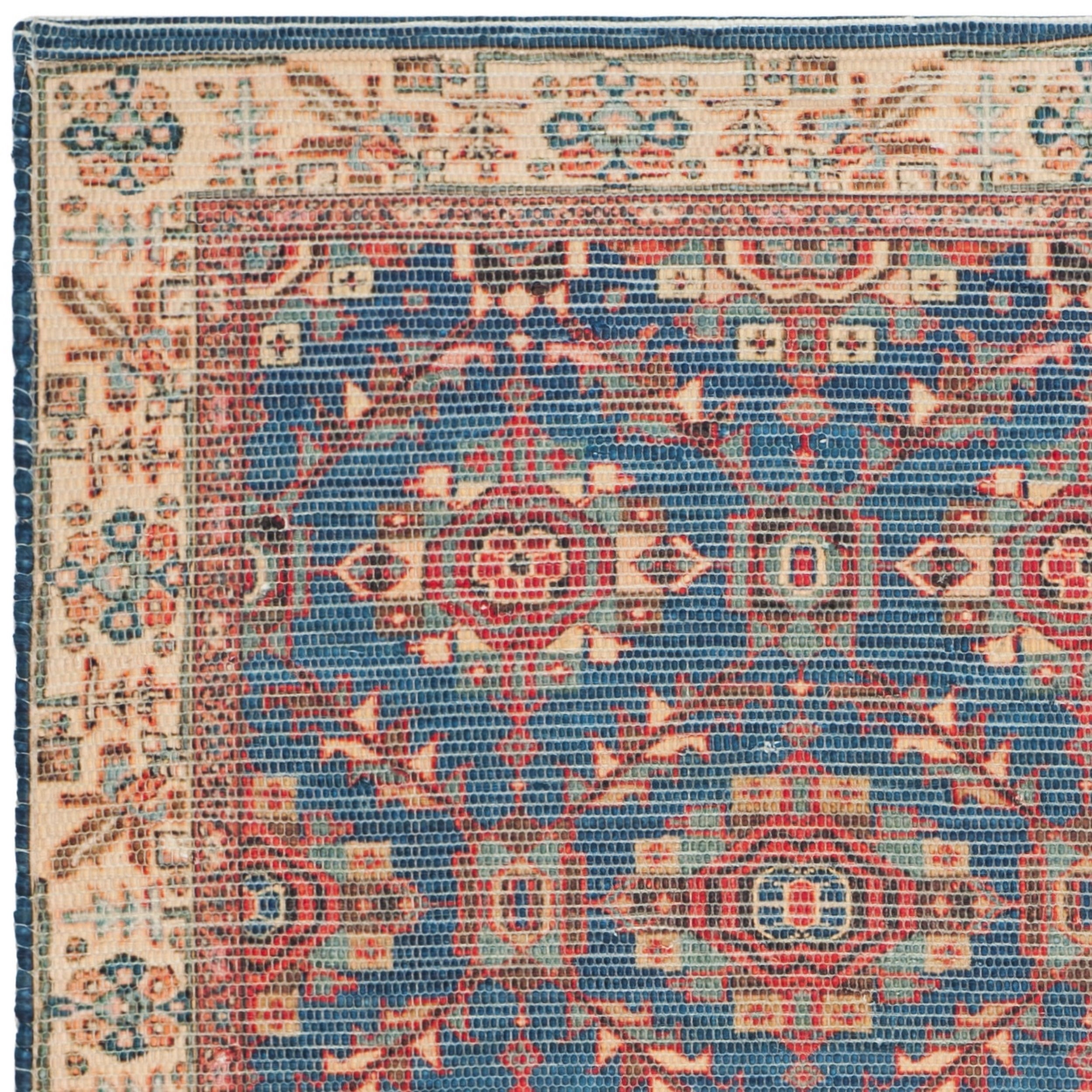 SAFAVIEH Saffron Jimney Geometric Cotton Area Rug, Navy/Beige, 4' x 6'