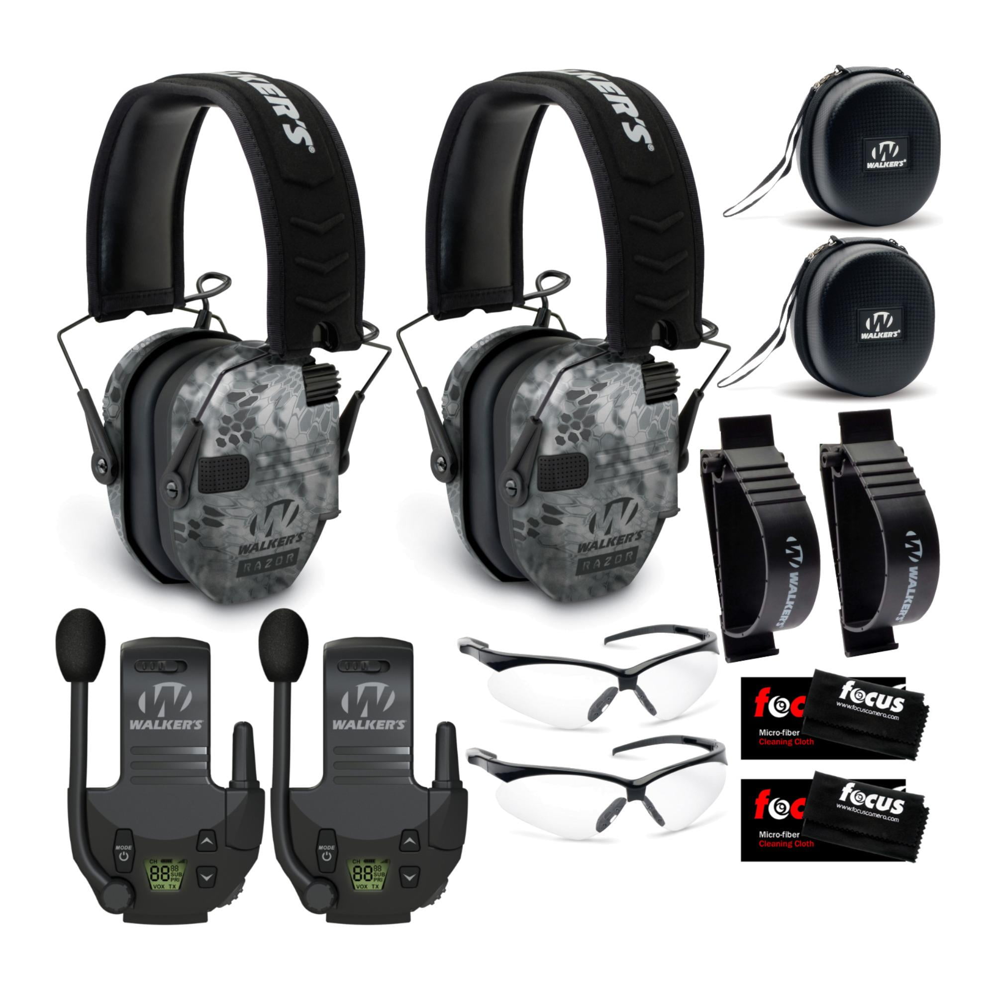 Walker's Razor Slim Electronic Muff (Raid, 2Pack) with Walkie Talkie