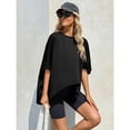 thumbnail image 4 of Women Summer Oversized T Shirt Batwing Sleeve Short Sleeve Asymmetric Hem Top Loose Waist T Shirt, 4 of 5