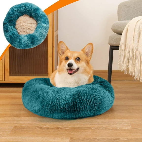 Dog & Cat Bed, 20in Cat Beds for Indoor Cats, Calming Donut Bed for Puppy and Kitten, Washable Round Fluffy Pet Bed for Small Medium Dogs and Cats