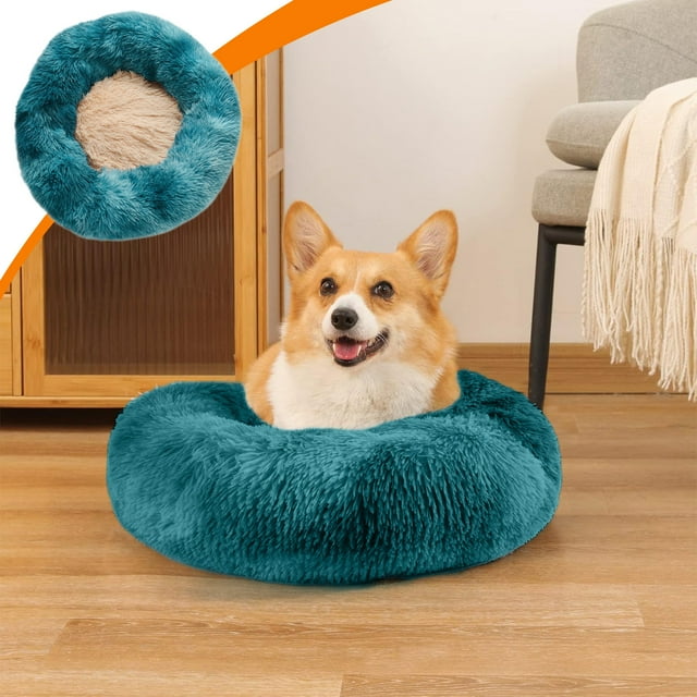 Soft Plushes Round Pet Bed for Cats Or Small Dogs Medium Sized Dog Cats Bed Indoor Snooze Sleeping Cozy Kitty Teddy Kennel Machine Washable Non Slip Bottom