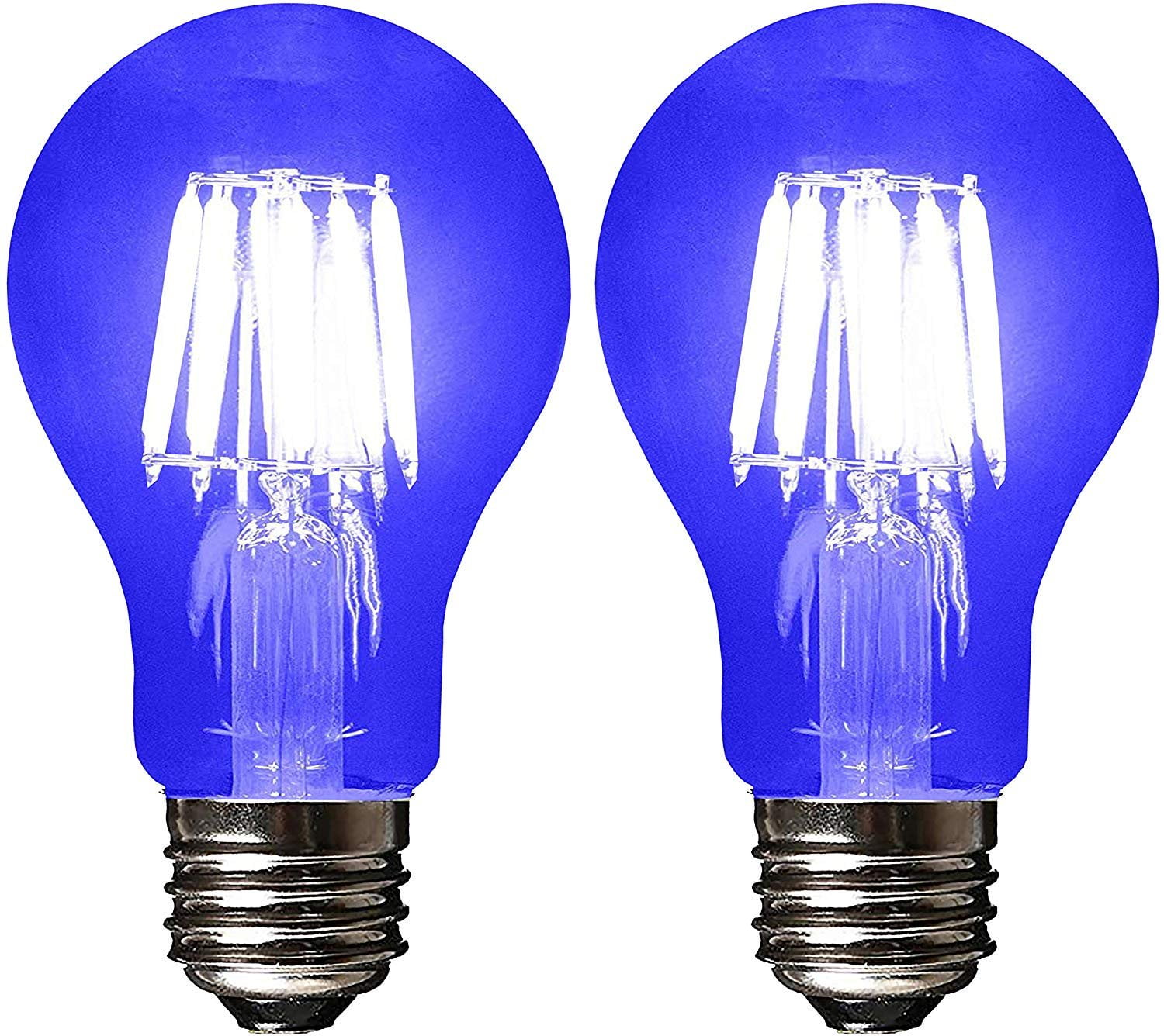 SleekLighting LED 6Watt Filament A19 Blue Colored Light Bulbs Dimmable