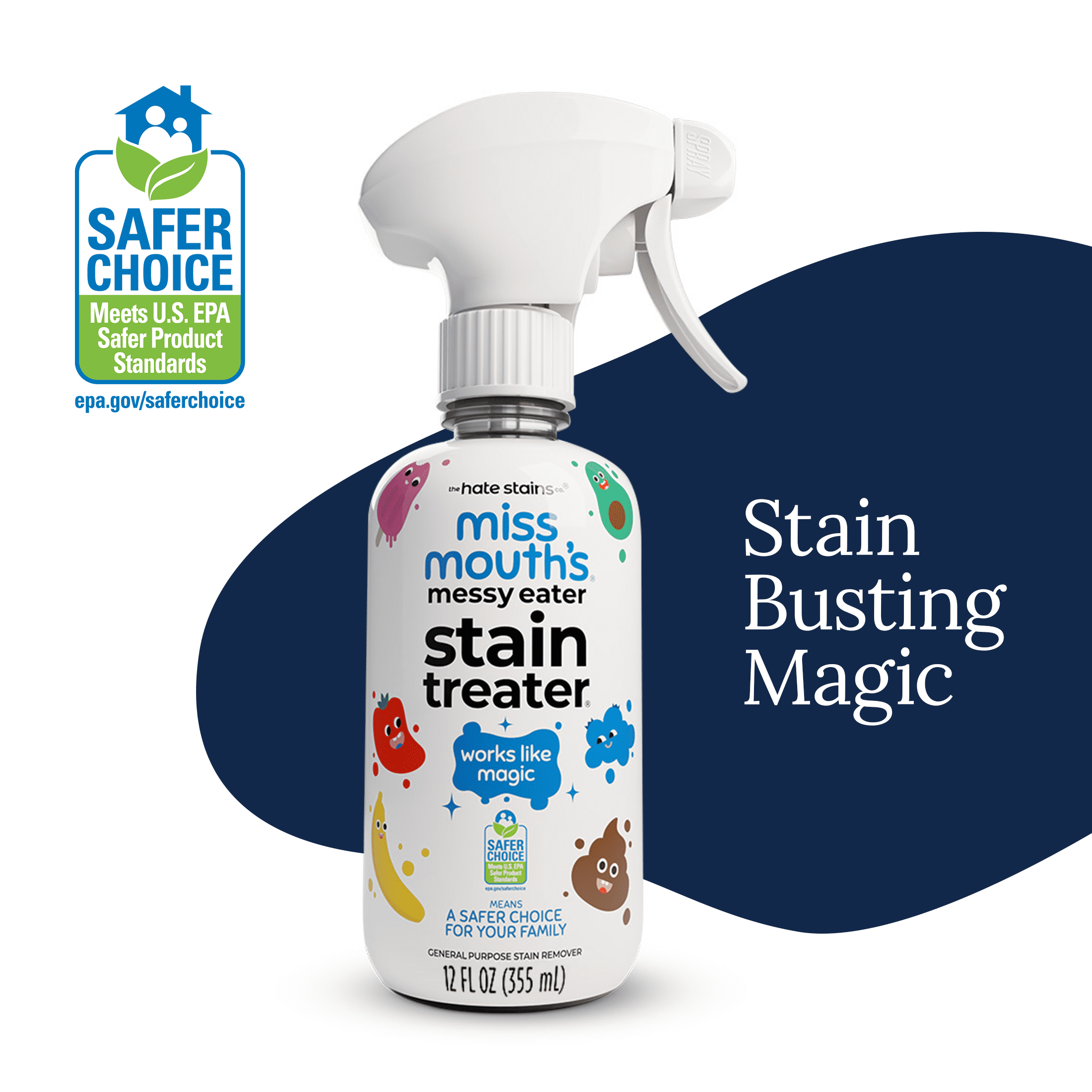 (2 pack) Miss Mouth's Messy Eater Stain Treater Spray for Baby & Kids, 12 fl oz, Newborn & Baby Essentials, Stain Remover for Food, Grease, Coffee & More, Gentle on Laundry, Fabric & Underwear