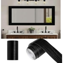 10M Black Wood Grain,Mirror Frame Border Peel and Stick Wallpaper,Wallpaper Border Removable Waterproof Bathroom Mirror Frame Sticker (3.93inch X 32.8ft)