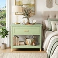 thumbnail image 2 of Ktaxon Solid Wood Nightstand with One Drawer Traditional Cottage Bedside Table, Green, 2 of 9