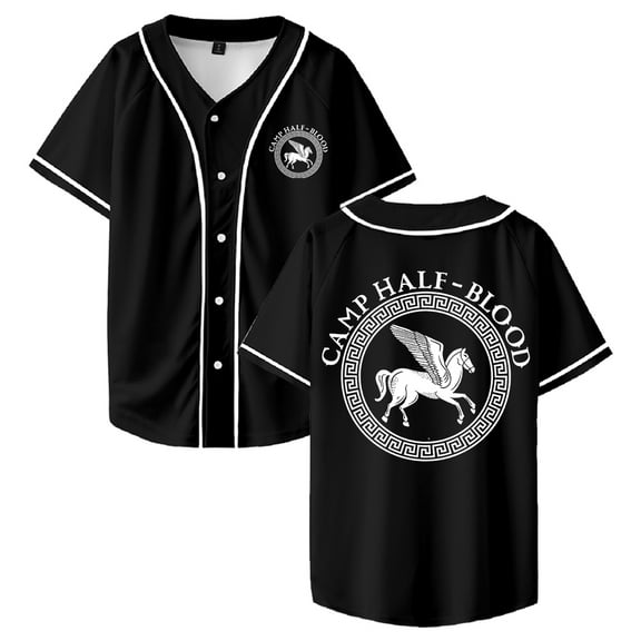 Camp Half-Blood Baseball Jersey V-Neck Short Sleeve Button-up Shirts Women Men Streetwear Tops