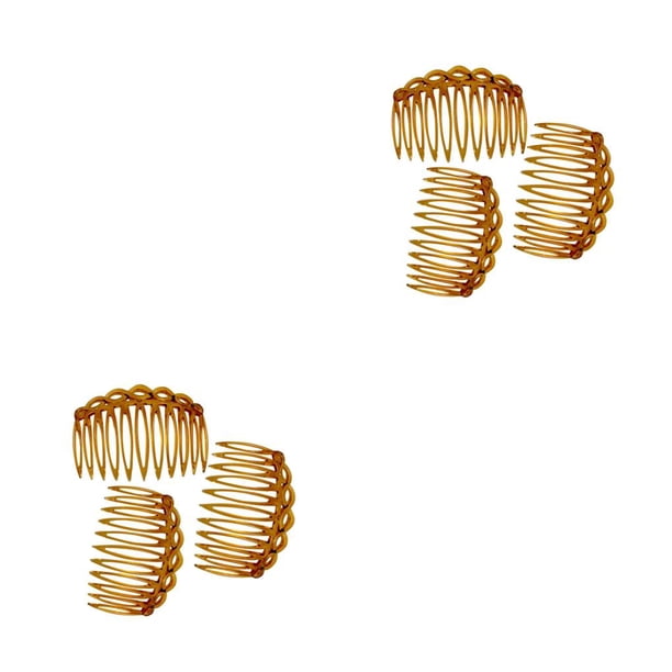 Vogacara 10 peines laterales para el cabello, tenedor de plástico, peine, joyería para mujer, sombreros, café claro Café Ligero 2Conjunto