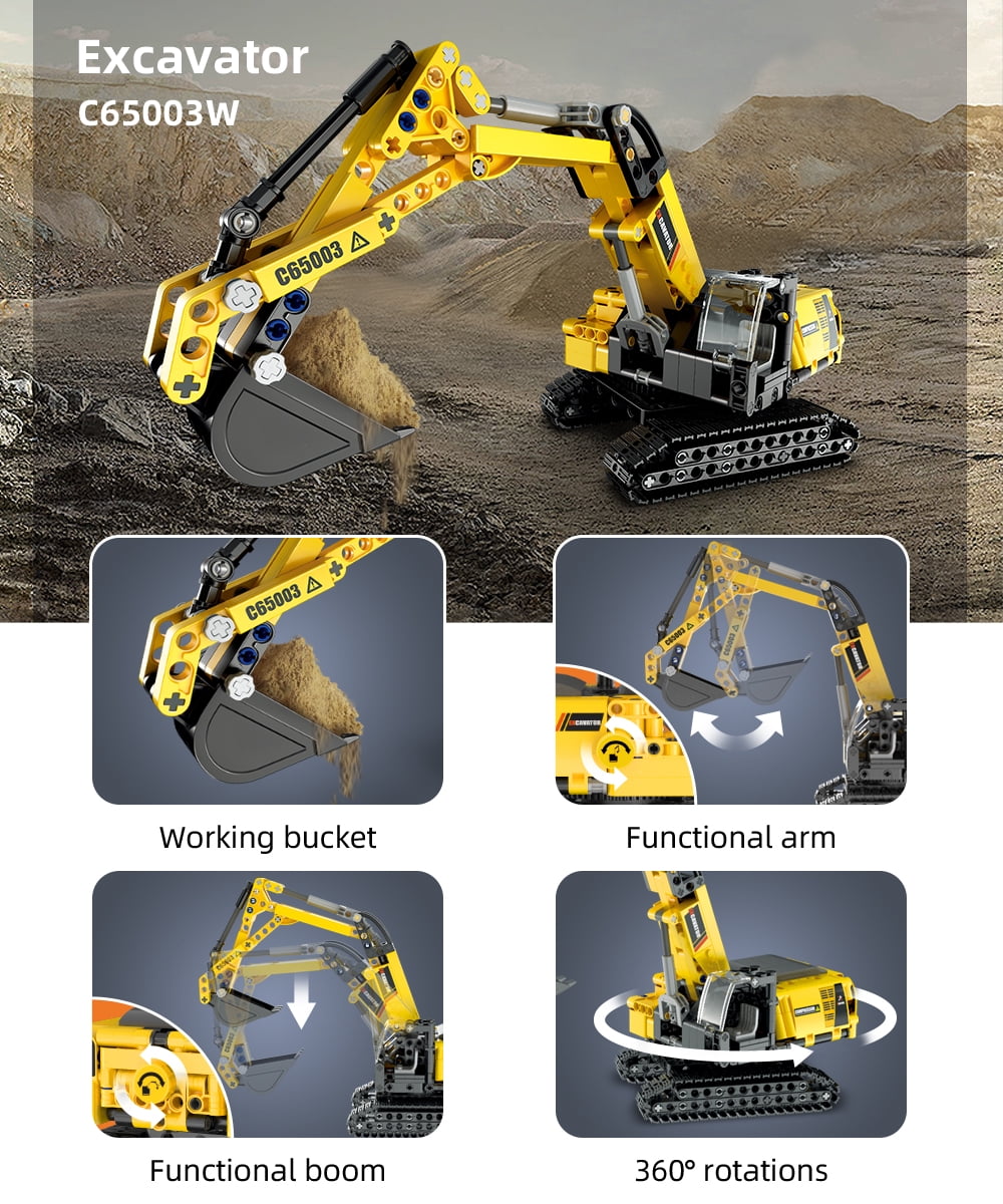 CaDA® Heavy Duty Excavator Model Building Set C65003W Building Toy for Kids 8+ (467 Pieces)