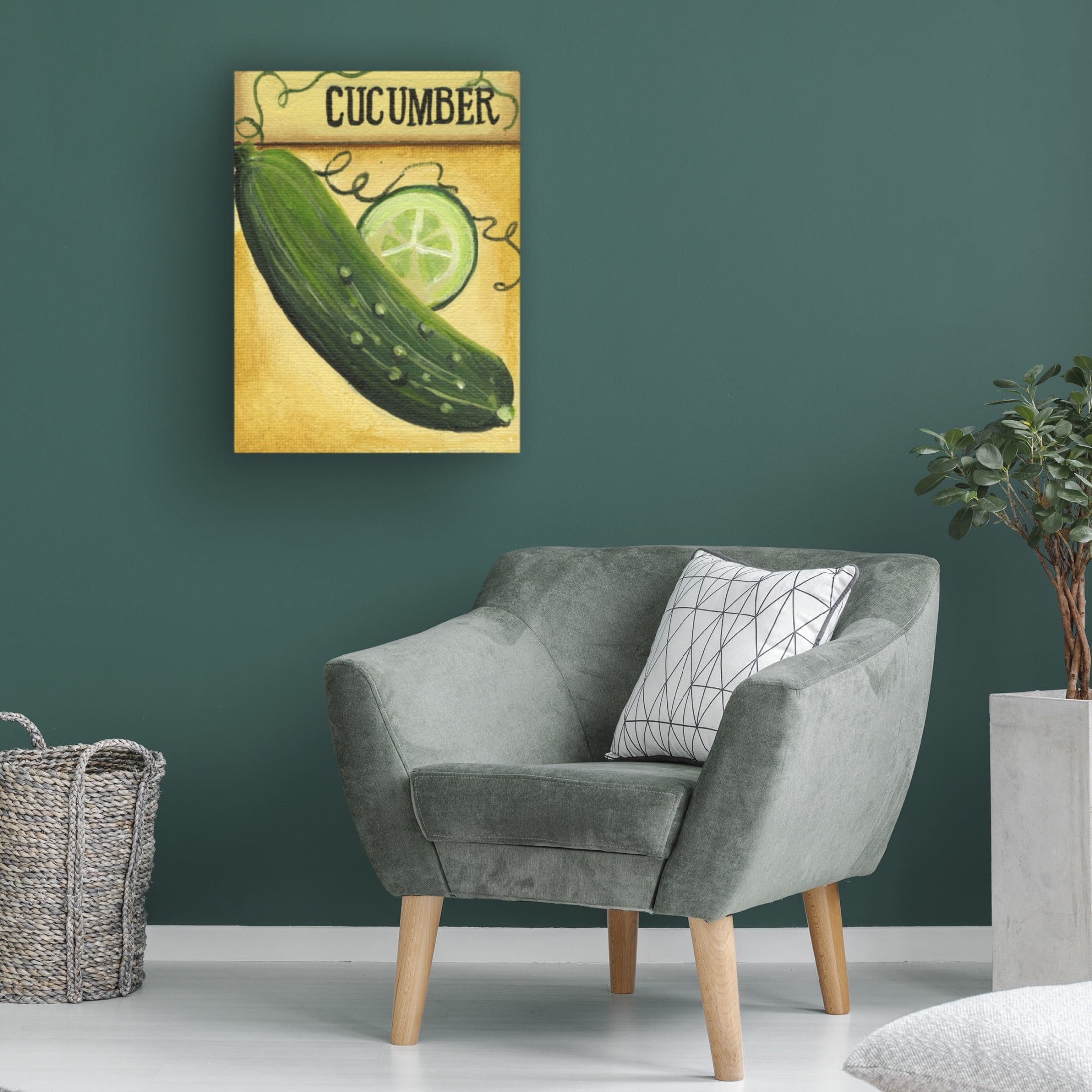 Canvas Wall Art - Debbi Wetzel 'Seed Packets 12 - Cucumber' Wall Art for Living Room, Bedroom, or Office Décor by Trademark Fine Art - 35 x 47 Inches