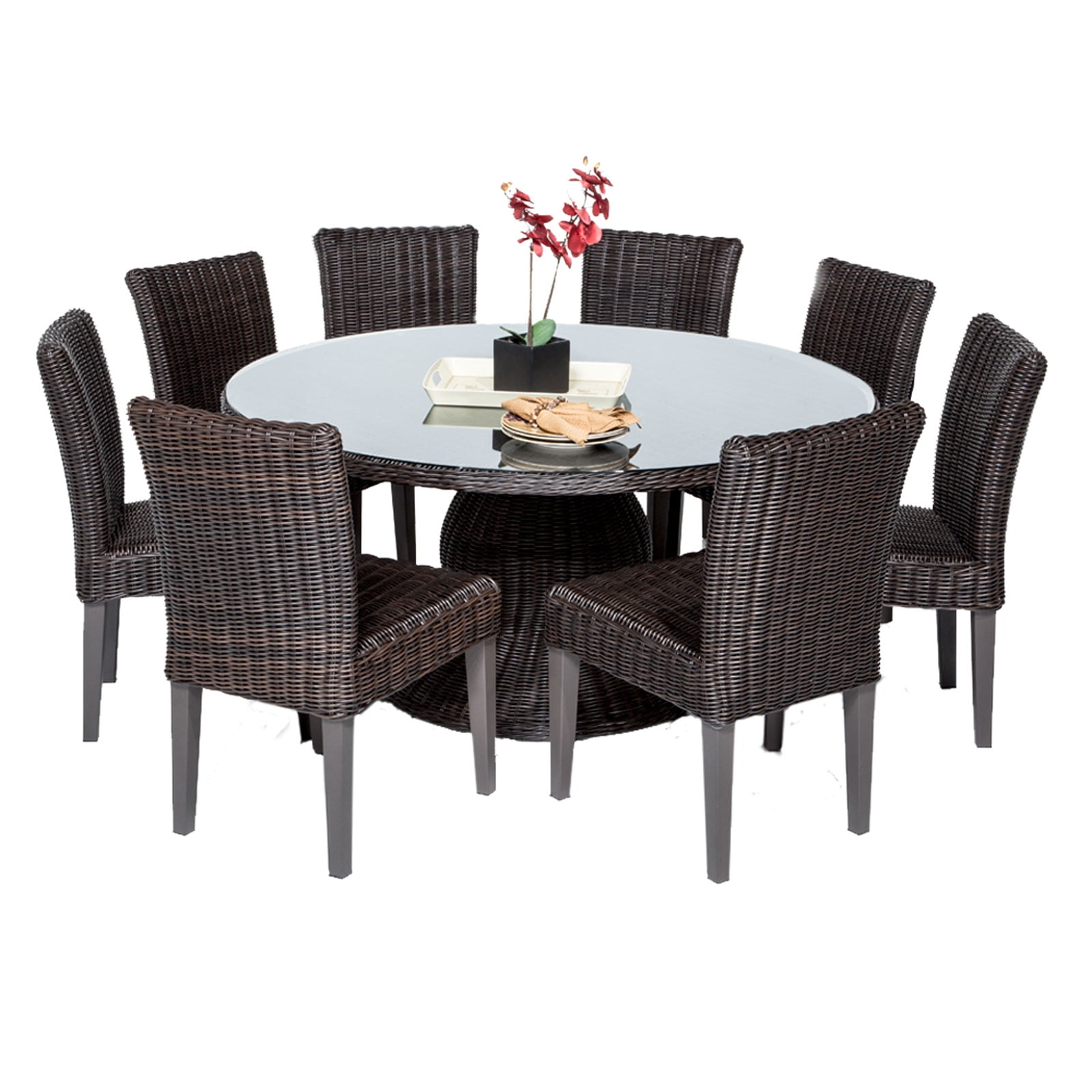 Rustico 60 Inch Outdoor Patio Dining Table With 8 Chairs ...