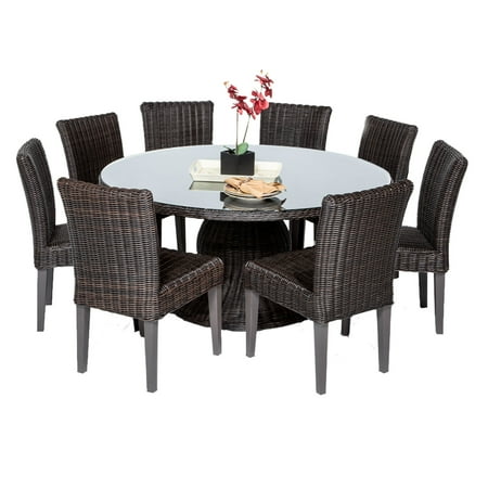 Rustico 60 Inch Outdoor Patio Dining Table With 8 Chairs ...
