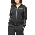 thumbnail image 1 of Aeropostale Womens Contrast Mock Neck Track Jacket, Black, Juniors, X-Small, 1 of 2