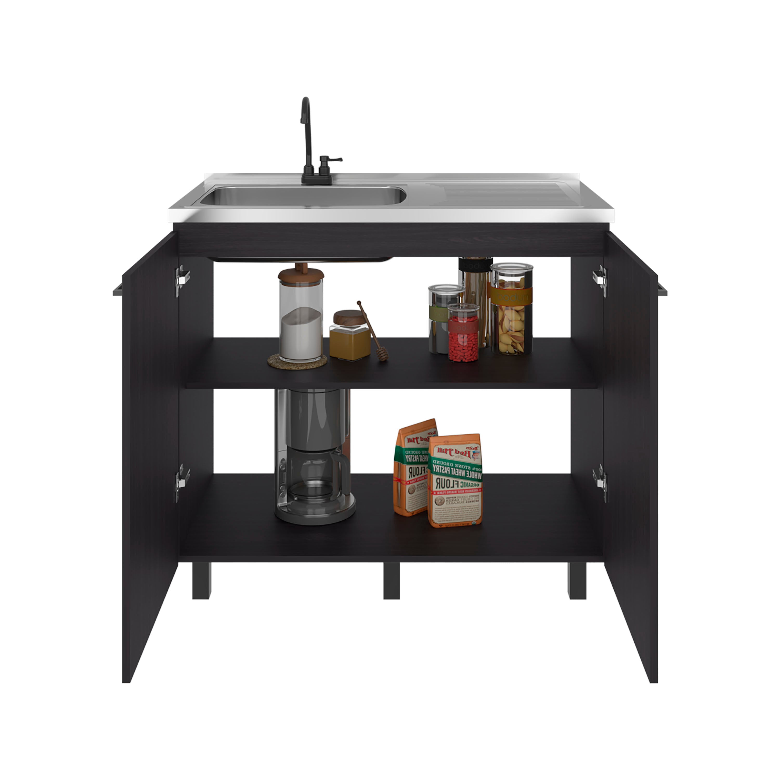 TUHOME Napoles Utility Sink Complete with Faucet Included, Freestanding Base with Legs