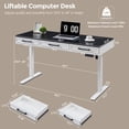 thumbnail image 3 of Aitjunz 55.1" Electric Standing Desk with 3 Drawers, Height-Adjustable Gaming Computer Desk with Memory Preset for Home Office, White, 3 of 8