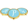 thumbnail image 4 of Koyal Wholesale Gold Compact Mirror Bridesmaid's Wedding Gift, Baby Blue, Monogram Letter P, 1-Pack, 4 of 5