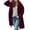 Wine, variant on Women's Hooded Wool Blend Long Coat, Button Up Front with Pockets and Long Sleeve, Loose Fit Casual Winter Jacket for Cold Weather,Coffee,Size L