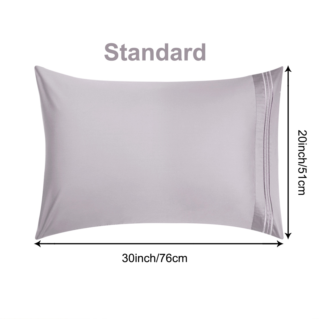 Unique Bargains Set of 4 600TC Combed Cotton Pillowcases, Standard, Pale Purple