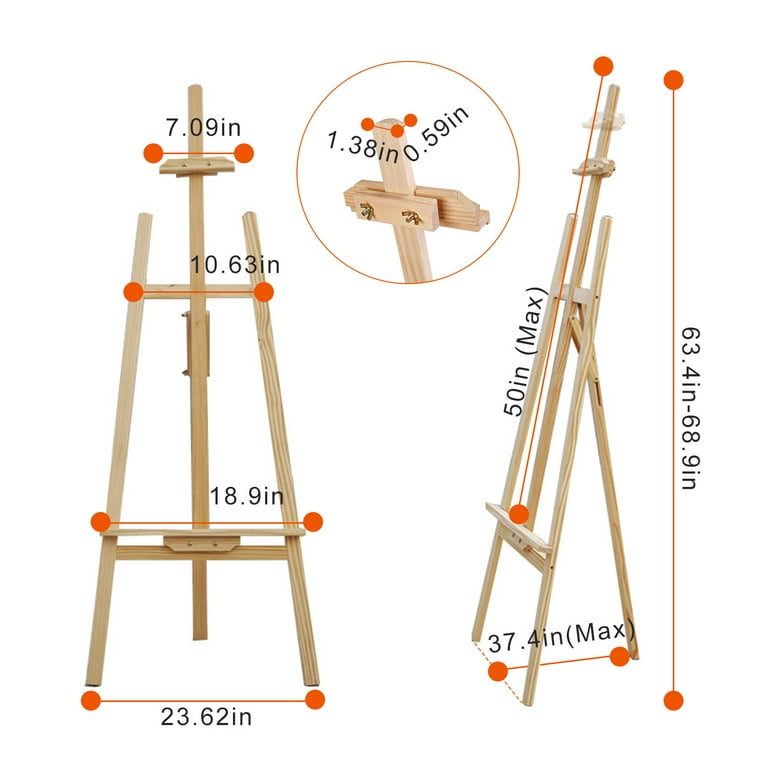 iMounTEK Painting Easel Stand Wooden Inclinable A Frame Tripod Easel Drawing  Stand with 63.4 in-68.9in Adjustable Height Hold Canvas up to 50in 