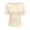 #0251-Beige, variant on Womens Tops Boat Neck Ruched Slim Fit Short Sleeves Rib Knit Soft Comfy Casual Daily Going Out Shirts Gift
