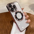 thumbnail image 5 of Compatible with iPhone 13 Pro Max Magnetic Transparent Case,Luxury Plating Bling Clear Shockproof MagSafe Case with Full Camera Len Protector for iPhone 13 Pro Max Women Girl Men-Elegant Pink, 5 of 12