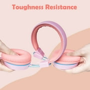 NewBee Kids Headphones with Microphone, HD Stereo, Safe Volume Limit 85dB/94dB, Eco-Friendly, Foldable, Adjustable Headband, 3.5mm Jack for Girls/PC/Mac/Tablet (Pink)