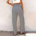 thumbnail image 4 of Pantalones palazzo de lino de cintura alta y pierna ancha para mujer, con cordón y bolsillos, 4 of 6