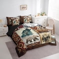 thumbnail image 3 of Manfei Howling Wolf Bear Bedding Comforter Set 7-Piece, Bohemian Aztec Full Bedding Set, Rustic Checkered Fitted Sheet Flat Sheet, Super Cozy Room Decor, 3 of 8
