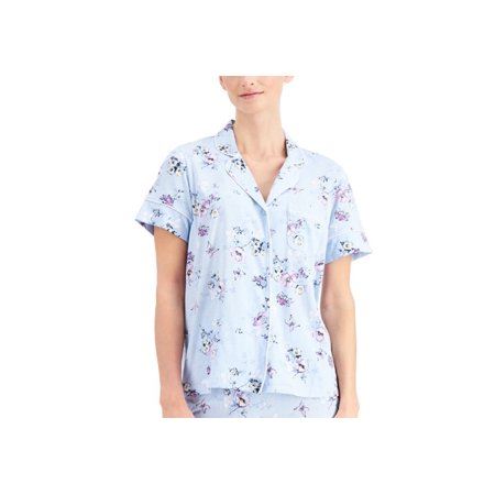 

allbrand365 designer Womens Notch Collar Pajamas Top Garden Floral X-Small