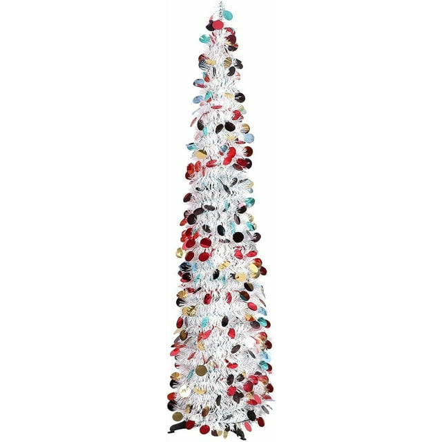 Fall Tree Home Decor Pop Up Tree with Lights & Timer & Modes Collapsible Tinsel Pencil Tree for Autumn Harvest Porch Thanksgiving Party Decorations Maple Leaves