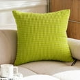 thumbnail image 2 of NCWSO Decorative Throw Pillows Covers Case Couch for Car Decor Home Sofa Spring Set Of 2 Corduroy Striped Cushion Covers 24X24 Inch Throw Pillow Covers for Living Room 24X24 in 2 Pack,Green A, 2 of 9