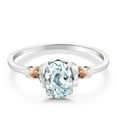 thumbnail image 3 of Gem Stone King 925 Silver and 10K Rose Gold Sky Blue Aquamarine Engagement Ring for Women | 0.72 Cttw | Oval 7X5MM | Gemstone March Birthstone | Size 6, 3 of 5