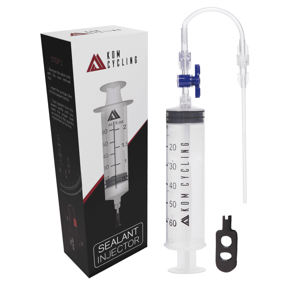 KOM Cycling Tubeless Sealant Injector Syringe and Presta Valve Core