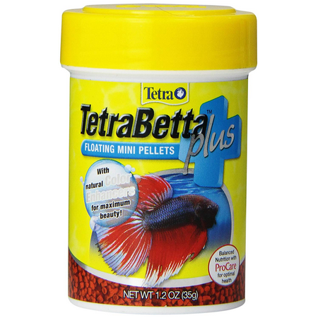 TetraBetta PLUS Floating Mini Pellets 1.2 Ounces, Fish Food With Natural Color
