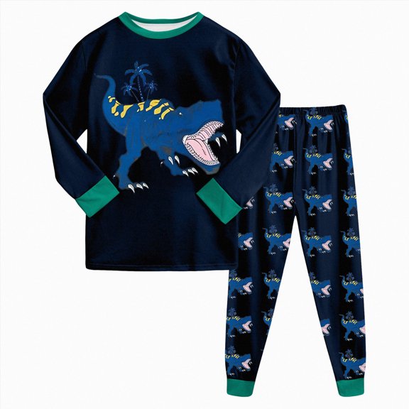 Kaprioy Boys Pajamas Boys Pajamas Dinosaur Kids Pjs Sets Cotton Toddler Long Sleeves Sleepwear