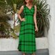 thumbnail image 2 of Geometric Grid Vestido Sin Mangas Para Mujer, Traje De, Ropa De Cumpleaños, Verano, 2 of 5