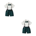 thumbnail image 4 of Minnieouse Verano para niños, camisa de manga corta con botones, conjunto de pantalones, ropa de pajarita para boda, pantalones cortos con Type25 NO25, 4 of 6
