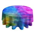 thumbnail image 4 of Colorful Tie Dye Pattern Round Tablecloth 60"x60",Wrinkle Wipeable Table Cloth for Kitchen Dining Room Picnic Patio Party, 4 of 6