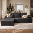 thumbnail image 2 of Ovios Corduroy L-Shaped Sectional Sofa with Chaise, No Assembly Required, Modular Comfy Couch, Gray(Left Facing Chaise), 2 of 9