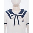 thumbnail image 5 of Zaldita Kids Girls Nautical Dress Sailor Collar Short Sleeve Summer A-Line School Uniform Dress Size 4-16 Years White 160/6, 5 of 7
