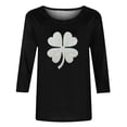 thumbnail image 4 of St. Patrick's Day T-Shirt for Women Glitter Texture Shamrock Clover Graphic Crewneck Long Sleeve Loose Fit Soft Festive Holiday Graphic Tee Top, 4 of 7