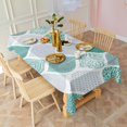 thumbnail image 3 of Green and White Geometric Quatrefoil Pattern Rectangle Tablecloth 60"x120",Waterproof Polyester Rectangle Table Cloth, Wipeable Spillproof Polyester Tablecloth for Dining, Camping, Indoor and Outdoor, 3 of 6