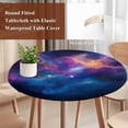thumbnail image 5 of Color Starry Sky Round Fitted Table Cover Modernism Night Sky Impressionist Style Waterproof Table Cloth with Elastic Edge Wipeable Tablecloth for Picnic Camping Party Fits 45"-54" Diameter, 5 of 8