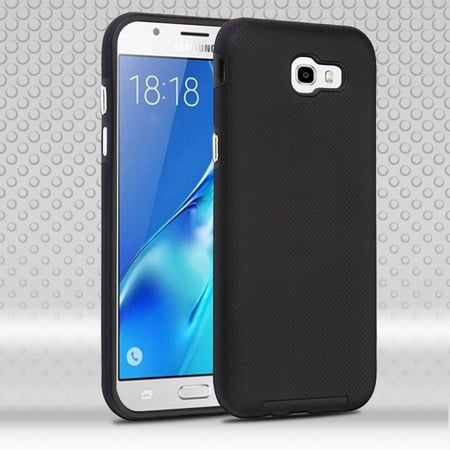 Display Fusion Pro - Insten Dots Textured Fusion Hybrid Hard PC/TPU Case Cover For Samsung Galaxy J7 (2017) / J7 Perx / J7 Sky Pro / J7 V / J7v - Black