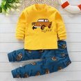 thumbnail image 2 of TOWED22 Toddler Boys Fall Clothes 2Pcs Long Sleeve Graphic Round Neck Pullover Sweatshirt Sweatpants Cozy Outfits Set(Yellow,5-6 Y), 2 of 6