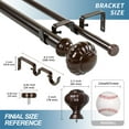 thumbnail image 3 of Urbanest Door Knob Manhattan 1" 5/8" Double Drapery Curtain Window Rod Set - 48" to 84", Bronze, 3 of 6