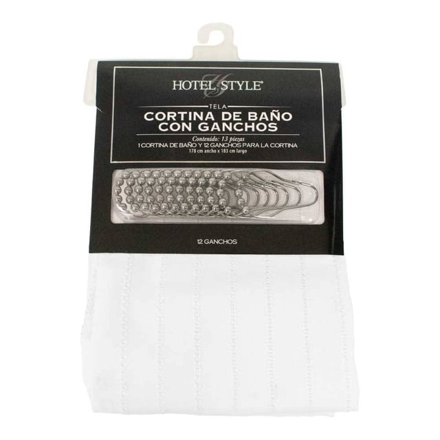 Cortina de Baño Hotel Style 178 x 183 cm Diseño Liso Blanco