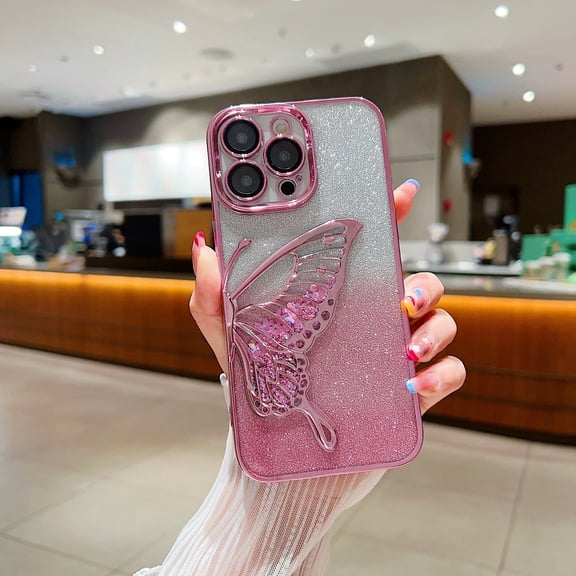 Kryoinx Case for iPhone 11 3D Liquid Glitter Butterfly Phone Cover with Mirror Finish - Premium Glitter Design